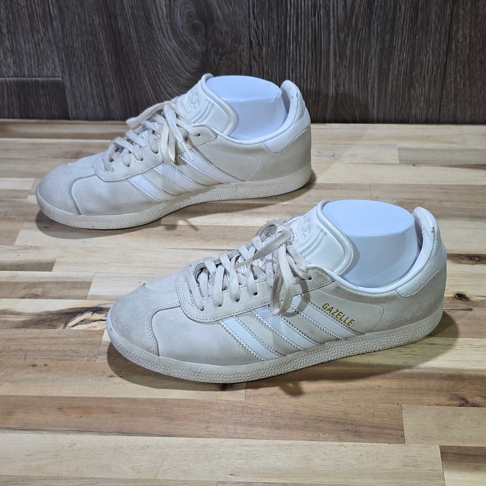 Adidas Gazelle Off White Suede Gold Sneakers BA9596 Women's Size 7.5